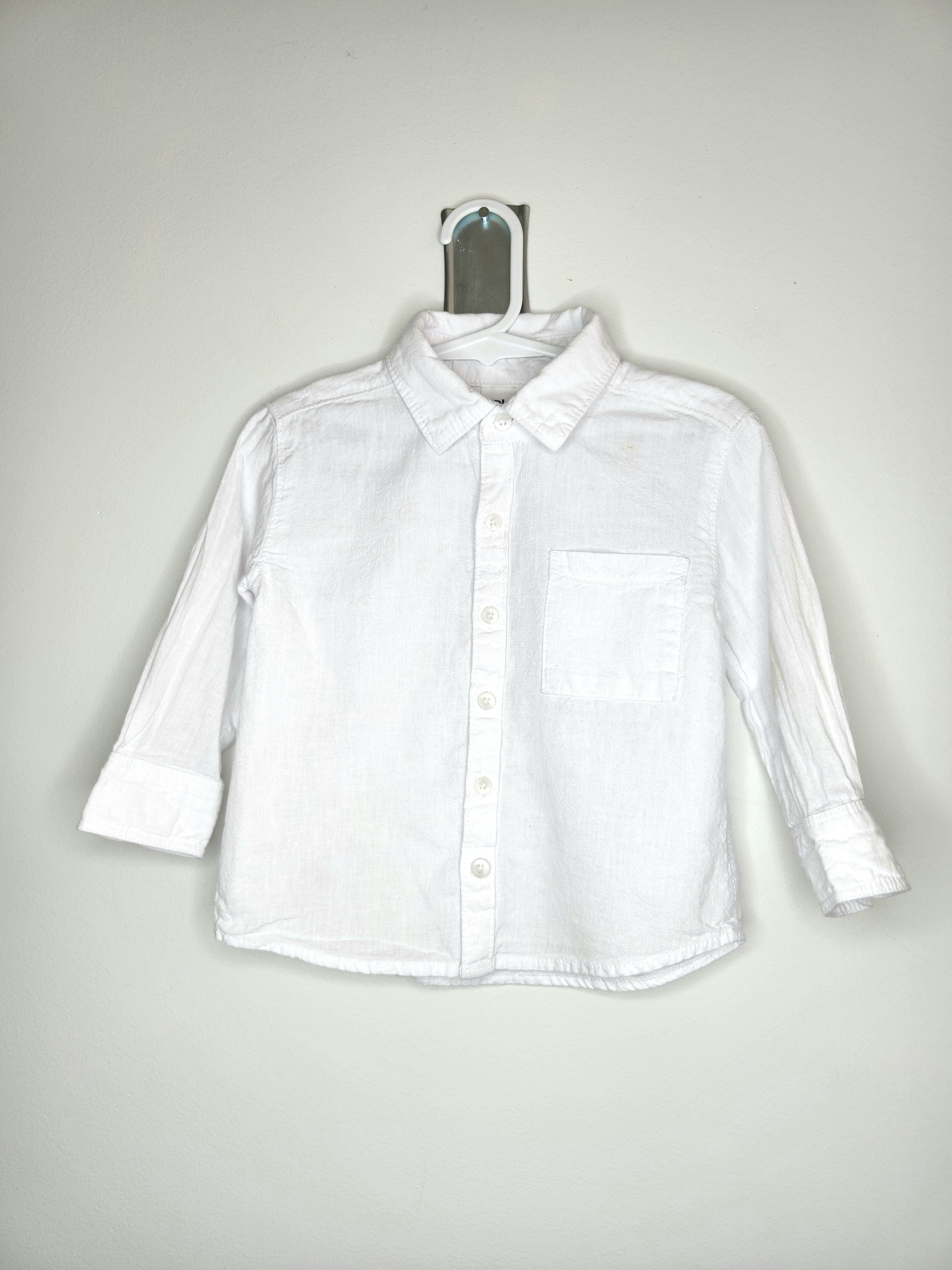 Anko Linen Blend Long Sleeve Collared Shirt (Size 12-18m)