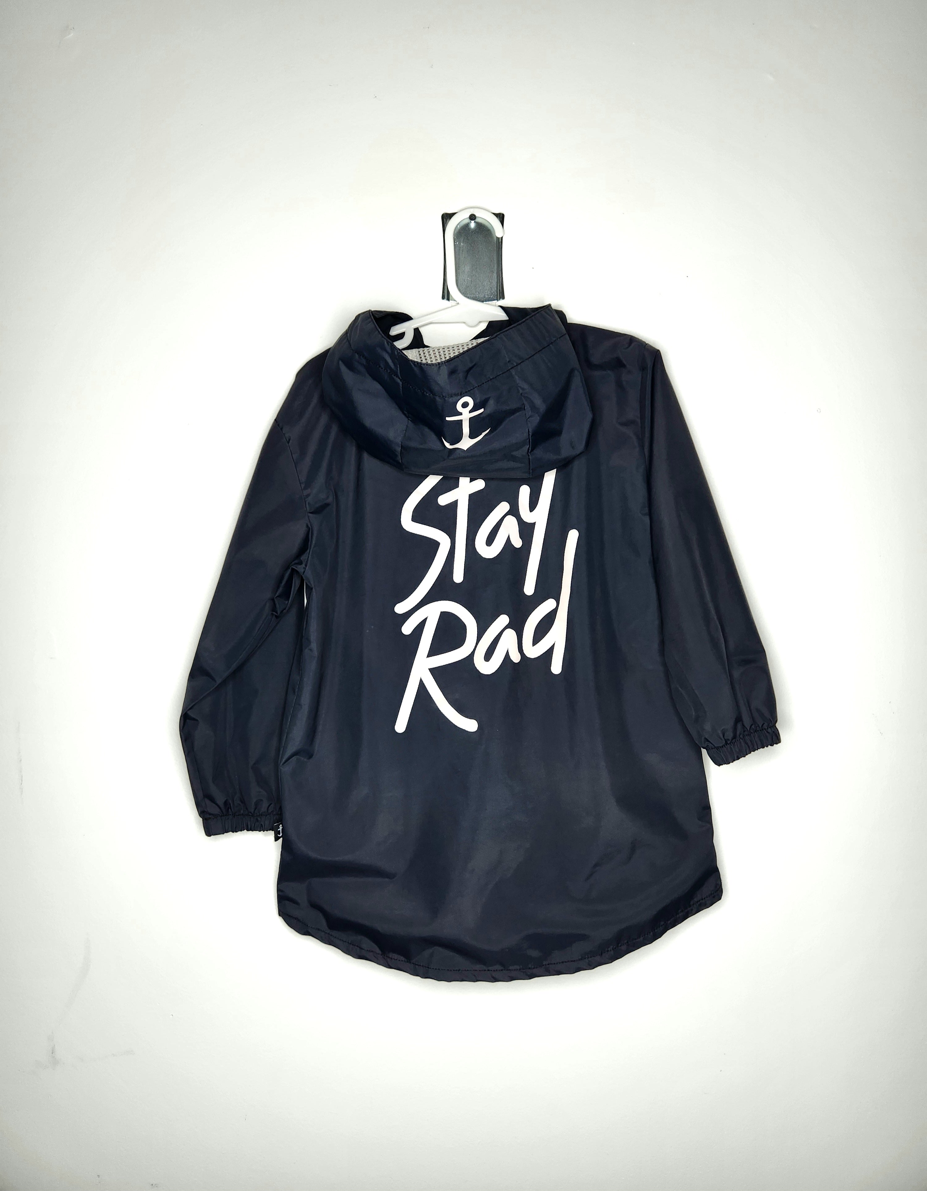 Hello Stranger Stay Rad Hooded Waterproof Jacket (Size 3 years)